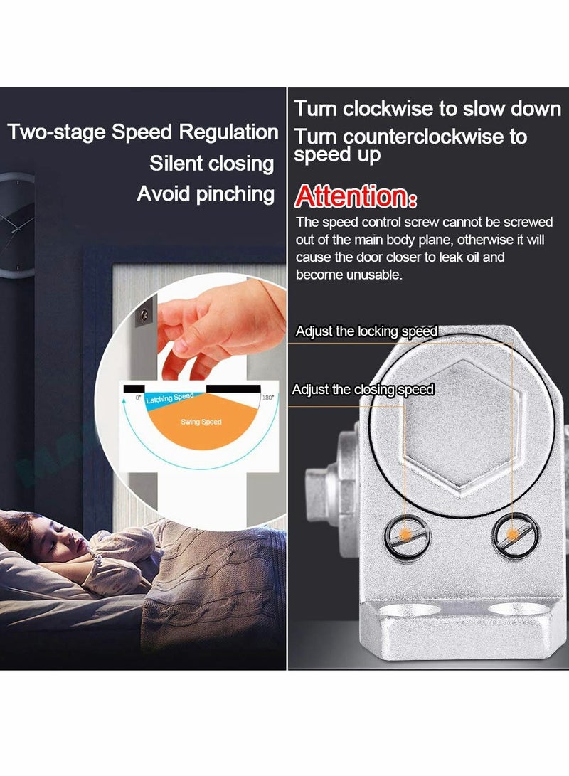 Hydraulic Automatic Door Closer for 35-65kg Doors, Adjusting Soft & Silent Closing, Suitable for 70-110cm Wide Fire Doors, Aluminum Construction for Internal and External Use - Image 3