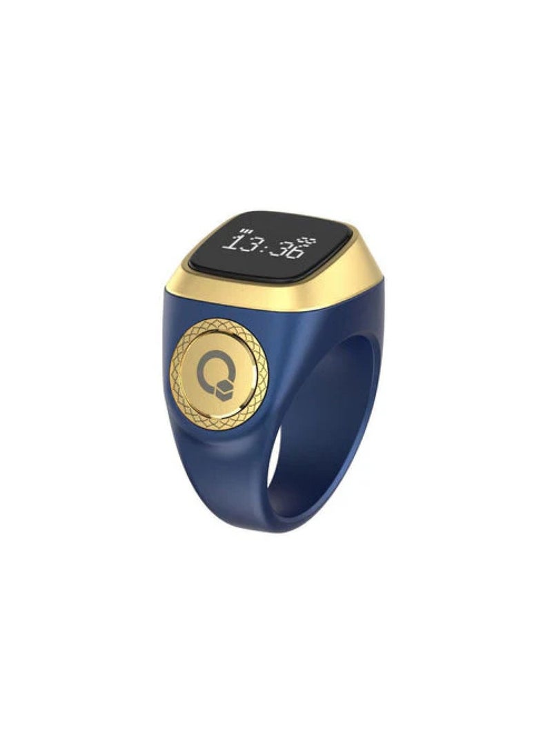 iQIBLA Smart Tasbih Zikr Ring Wide Display Powerful Battery Backup OLED Display Smart Ring App Operated Tasbih Counter Prayer Reminder Technology Plastic 18MM Ring Nova Blue  - Image 1