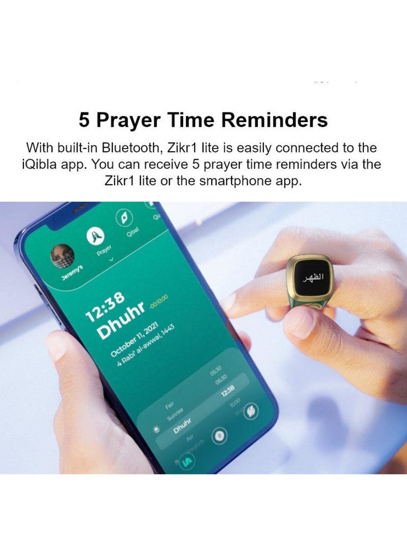 iQIBLA Smart Tasbih Zikr Ring Wide Display Powerful Battery Backup OLED Display Smart Ring App Operated Tasbih Counter Prayer Reminder Technology Plastic 18MM Ring Nova Blue  - Image 2