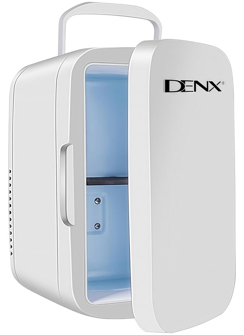 ثلاجة DENX 8L الصغيرة للاستخدام المنزلي والسيارة، مبرد وسخان حراري محمول يعمل بالتيار المتردد/المستمر، ثلاجة مدمجة وصامتة للسفر، المكتب، التخييم، العناية بالبشرة، الطعام والمشروبات - 50 وات، باللون الأبيض DX2058