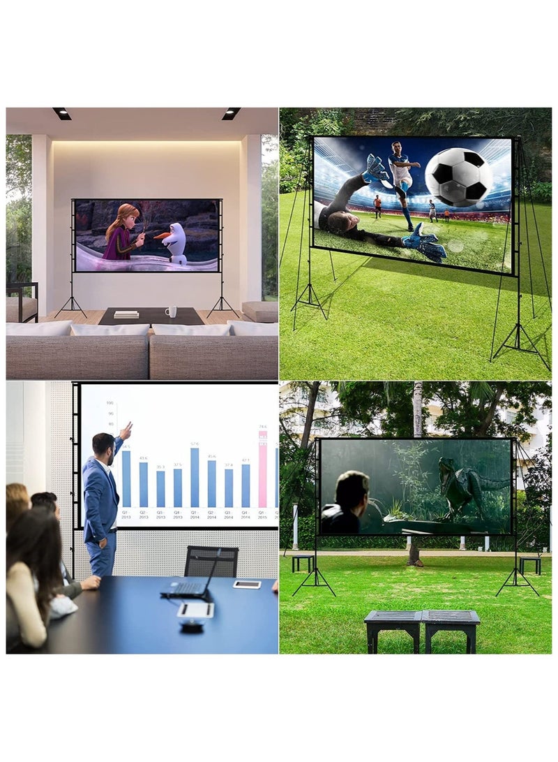 WALALLA Projector Screen with Stand Foldable Portable Movie Screen 100 inch 16：9 HD 4K 1080p Wrinkle-Free Movie Projection Screen, with Carry Bag - Image 3