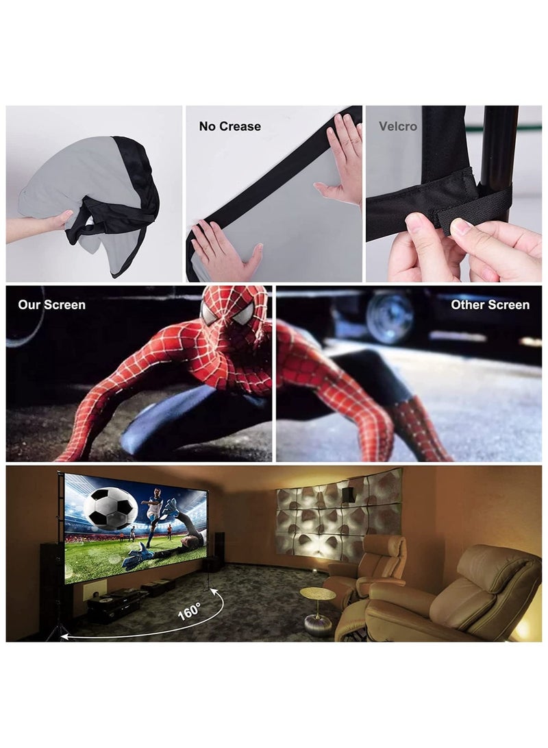 WALALLA Projector Screen with Stand Foldable Portable Movie Screen 100 inch 16：9 HD 4K 1080p Wrinkle-Free Movie Projection Screen, with Carry Bag - Image 4