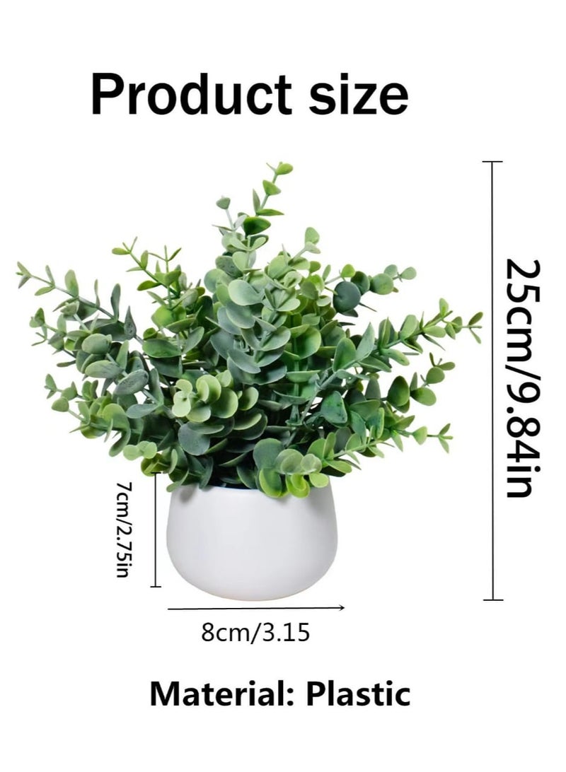 كوتيس قطعة واحدة من النباتات الاصطناعية مع وعاء لتزيين سطح المكتب المنزلي، أخضر/أبيض، 8×25 سم - Image 4