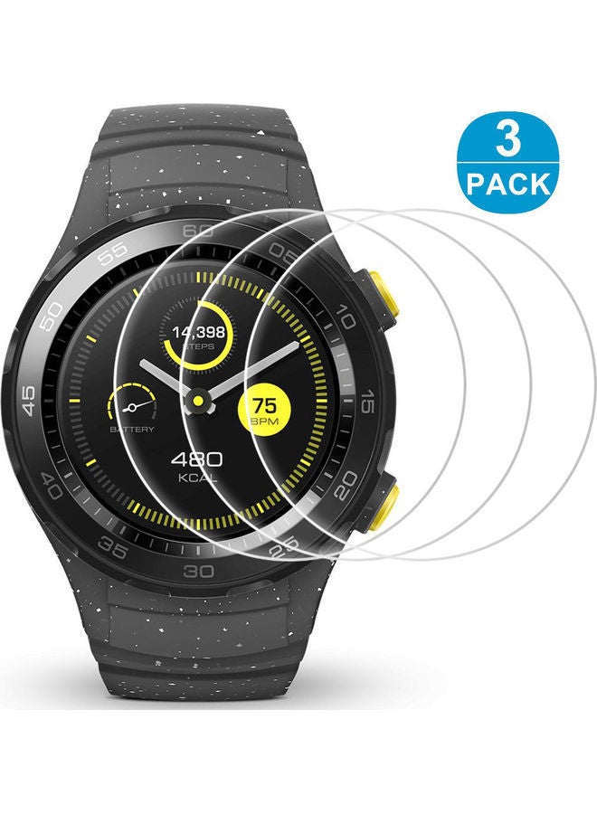NIBEMINENT 3-Piece Tempered Glass HD Front Protective Films For Huawei Watch Transparent - Image 1