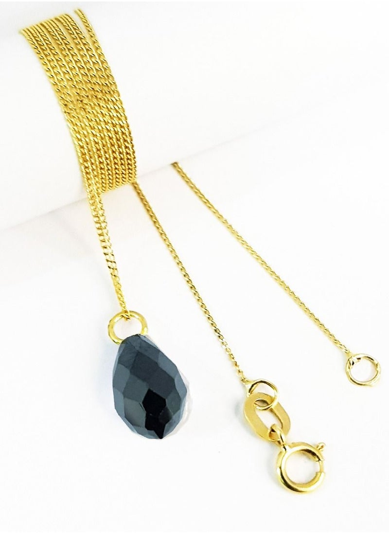 Hamsa.ae - 18K Pure Gold Crystal Black Stone Necklace - Image 1
