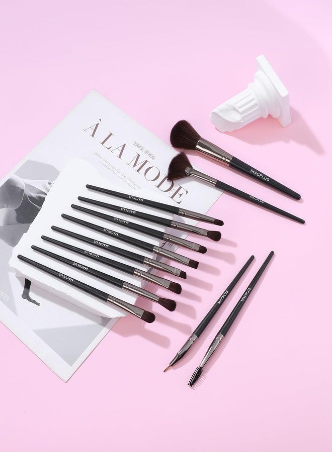 MACPLUS Premium Soft Makeup Brush Set for Eye Shadow Powder Eyebrow Brush Concealer Brush,Black,12pcs - Image 3