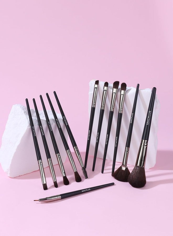 MACPLUS Premium Soft Makeup Brush Set for Eye Shadow Powder Eyebrow Brush Concealer Brush,Black,12pcs - Image 4