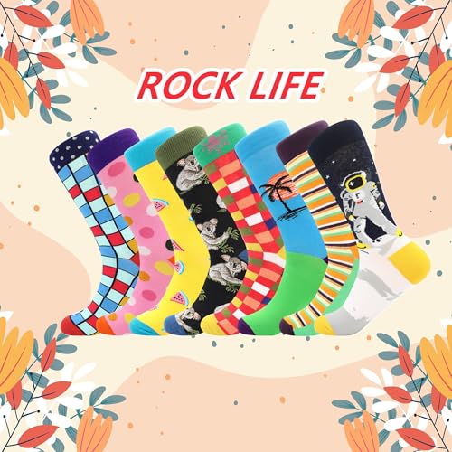 BISOUSOX Mens Dress Socks Funny Fun Colorful Crazy Funky Crew Socks for Men Novelty Happy Cotton Size 9-12 - Image 2