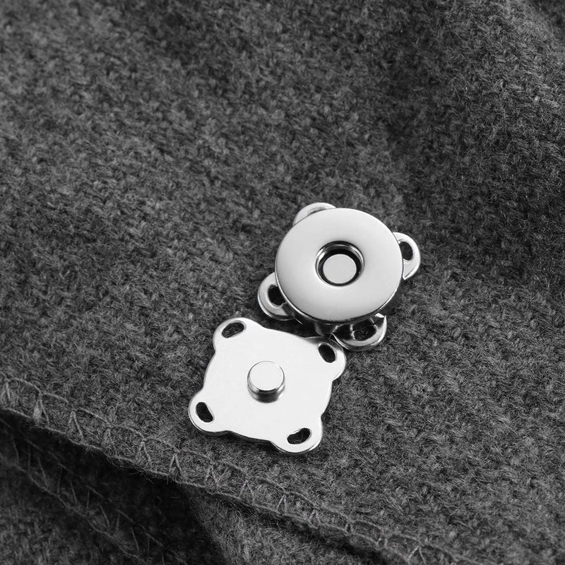 WAFJAMF WAFJMAF 10 Sets Sew in Magnetic Plum Blossom Bag Button, Snaps, Clasps, Great for Purses Bags Clothes (19mm, Silver)  - Image 4