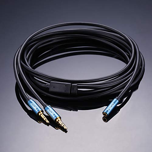 MillSO Audio Splitter, Female to 2 Male 3.5mm TRS Audio Splitter, 8 Feet SapphireBlue&Gold-Plated Stereo Jack Headphones Adapter Cable for Smartphone, Computer, Mp3, Earphone, Speakers - Image 2