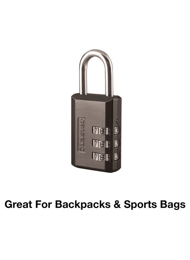Master Lock - Master Lock Black Combination Padlock, Indoor Gym Locker Lock with Customizable 3-digit Code for Luggage, Backpacks, Cabinets, 647D - Image 1