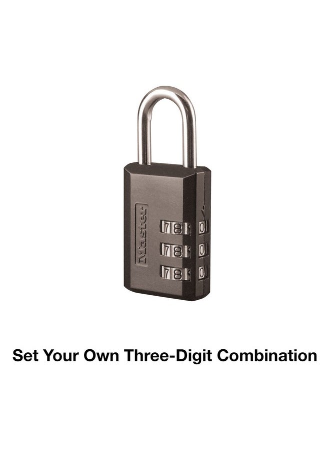 Master Lock - Master Lock Black Combination Padlock, Indoor Gym Locker Lock with Customizable 3-digit Code for Luggage, Backpacks, Cabinets, 647D - Image 1