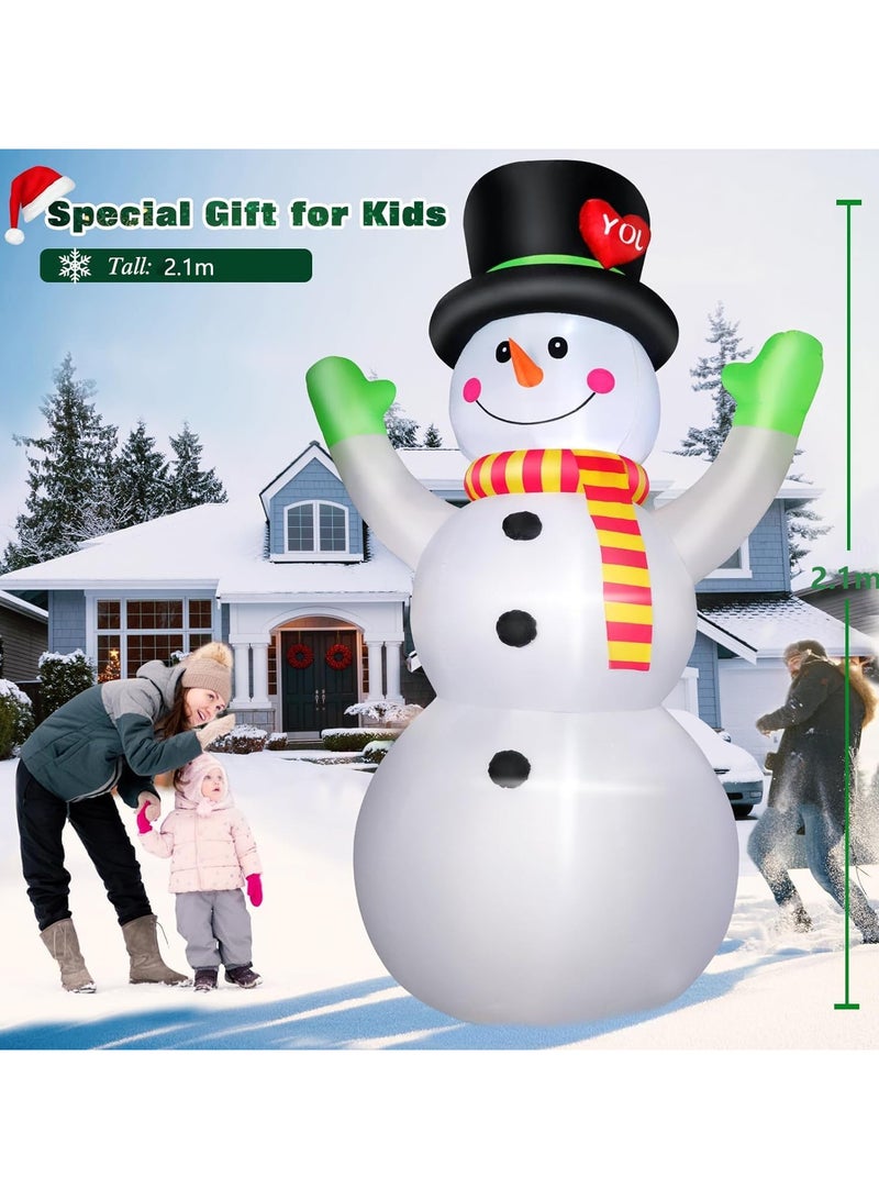AUTOYSUR 7 FT Christmas Inflatable Snowman,Outdoor Decorations Props,for Indoor Outdoor Christmas Decorations Yard Garden Decoration (2.1M/Snowman) - Image 5