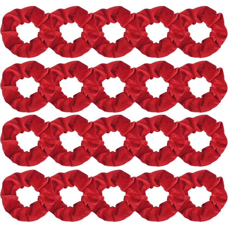 Didder 20 Pcs Solid Color Red Velvet Soft Hair Scrunchies Hair Ties for Women Girls Hair Accessories for Gift