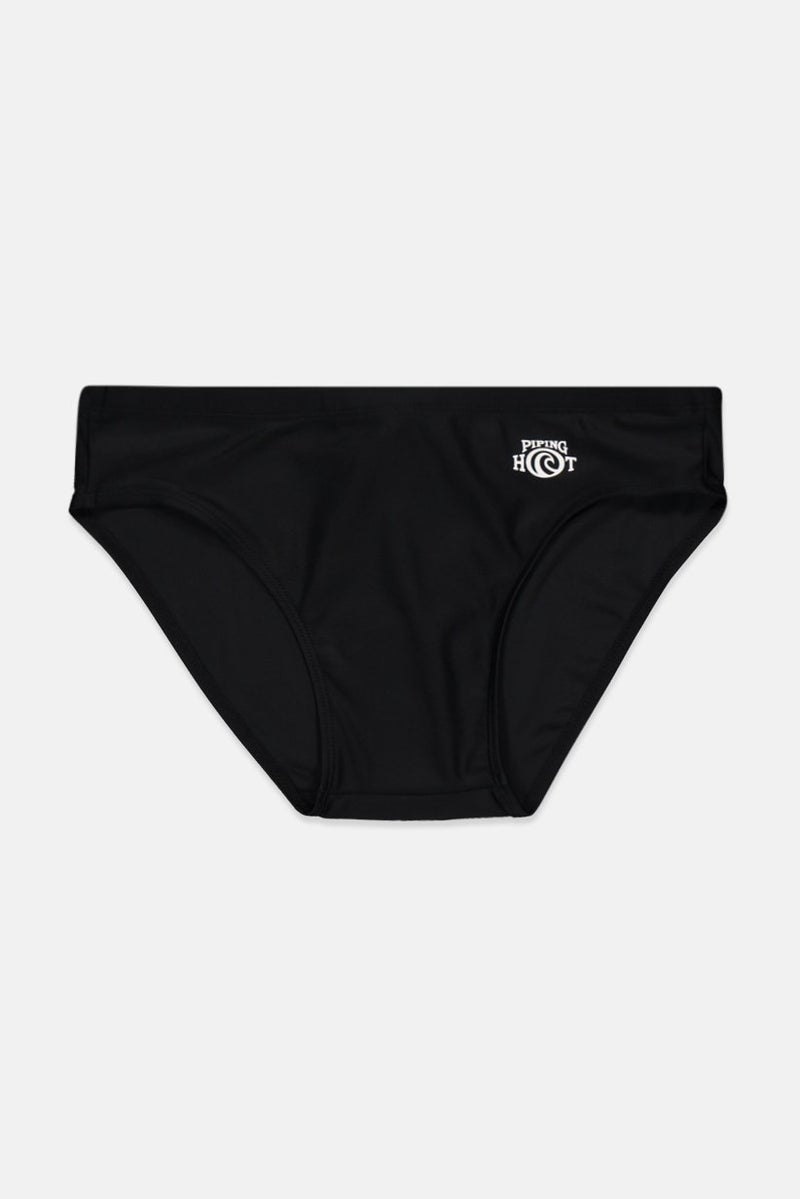 Piping Hot Men Brand Logo Drawstring Swimwear Brief, Black - Image 1