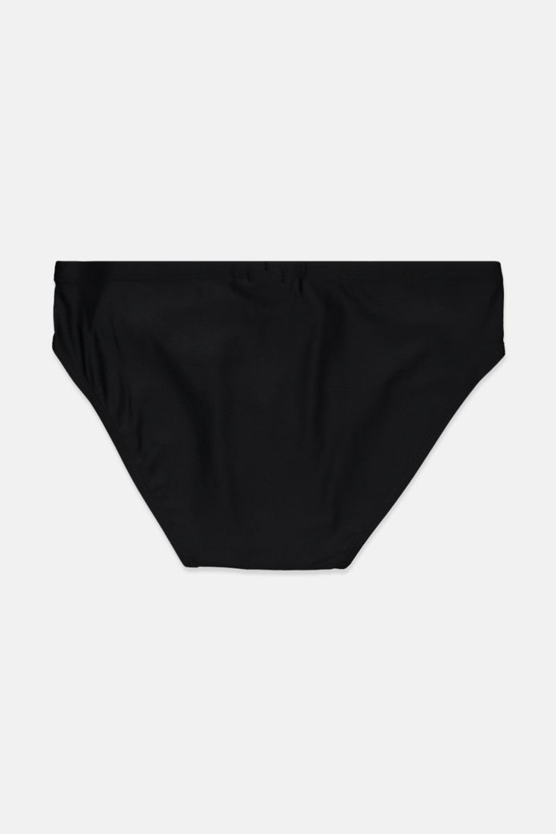 Piping Hot Men Brand Logo Drawstring Swimwear Brief, Black - Image 2