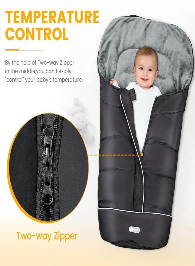 IvyWind Stroller Footmuff Universal, Warm Stroller Cover for Winter, Waterproof Baby Stroller Bunting Bag, Toddler Stroller Winter Sack for Cold Weather, Black - Image 3