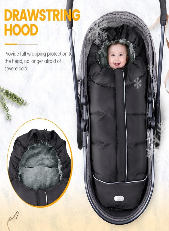 IvyWind Stroller Footmuff Universal, Warm Stroller Cover for Winter, Waterproof Baby Stroller Bunting Bag, Toddler Stroller Winter Sack for Cold Weather, Black - Image 2