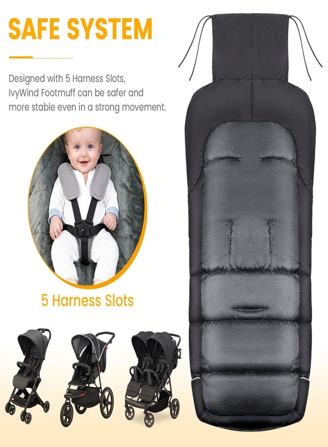 IvyWind Stroller Footmuff Universal, Warm Stroller Cover for Winter, Waterproof Baby Stroller Bunting Bag, Toddler Stroller Winter Sack for Cold Weather, Black - Image 5