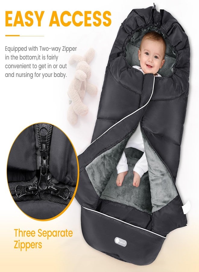 IvyWind Stroller Footmuff Universal, Warm Stroller Cover for Winter, Waterproof Baby Stroller Bunting Bag, Toddler Stroller Winter Sack for Cold Weather, Black - Image 4