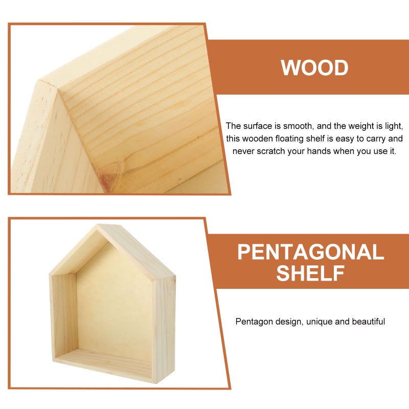 2pcs Wall Floating Shelf House Shape Wall Mounted Shelf for Living Room Bedroom Office - Image 2