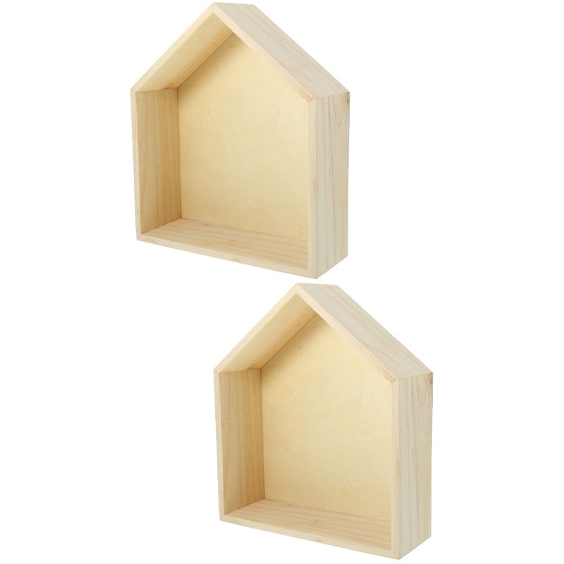 2pcs Wall Floating Shelf House Shape Wall Mounted Shelf for Living Room Bedroom Office - Image 1