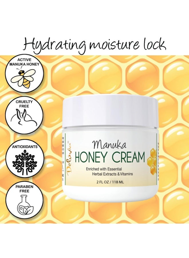 Deluvia Manuka Honey Cream | Hydrating & Soothing Moisturizer Face & Body Lotion | for Sensitive Skin, Eczema, Psoriasis & Dermatitis (2 oz Pack of 1) - Image 2
