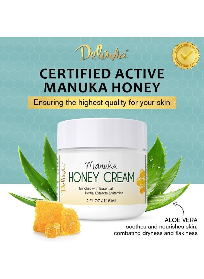 Deluvia Manuka Honey Cream | Hydrating & Soothing Moisturizer Face & Body Lotion | for Sensitive Skin, Eczema, Psoriasis & Dermatitis (2 oz Pack of 1) - Image 3