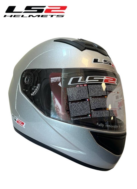 Blast Full Face Motorcycle Helmet – Silver Lightweight, ECE Certified, Aerodynamic, Anti-Scratch Visor, for Men & Women Riders - Size Extra Large