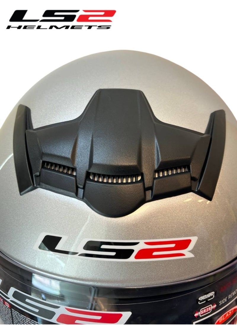 LS2 HELMETS Blast Full Face Motorcycle Helmet – Silver Lightweight, ECE Certified, Aerodynamic, Anti-Scratch Visor, for Men & Women Riders - Size Extra Large  - Image 5