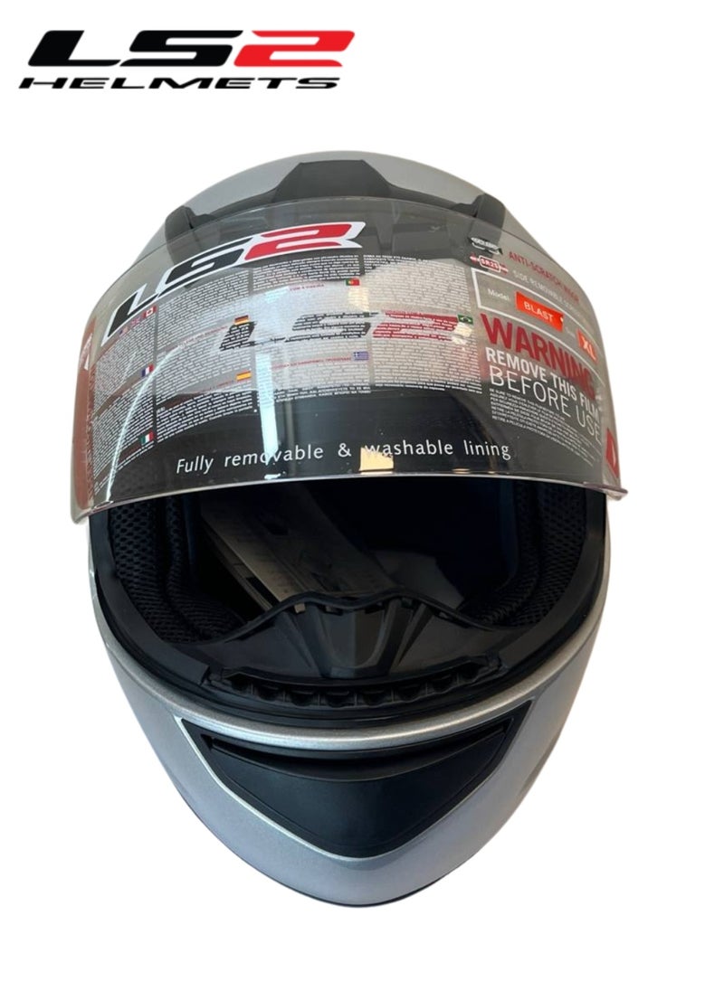 LS2 HELMETS Blast Full Face Motorcycle Helmet – Silver Lightweight, ECE Certified, Aerodynamic, Anti-Scratch Visor, for Men & Women Riders - Size Extra Large  - Image 4