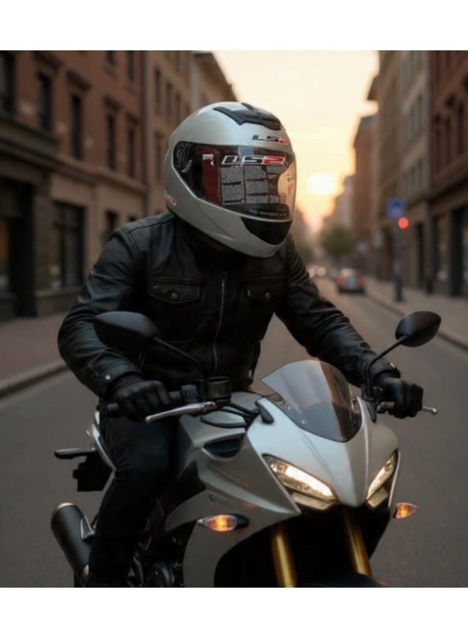 LS2 HELMETS Blast Full Face Motorcycle Helmet – Silver Lightweight, ECE Certified, Aerodynamic, Anti-Scratch Visor, for Men & Women Riders - Size Extra Large - Image 3