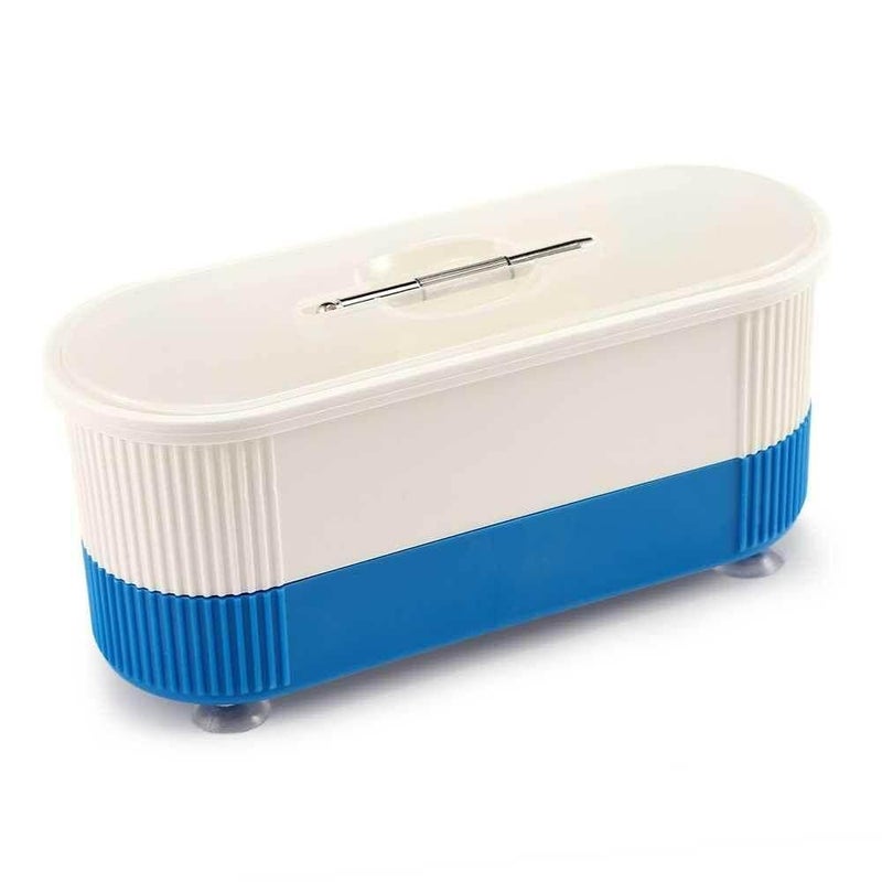 Contact Lens Cleaner - Small Ultrasonic Machine for Glasses, Watches, Rings, and Jewelry Cleaning with Included Jeweler Tools in Blue - Image 1