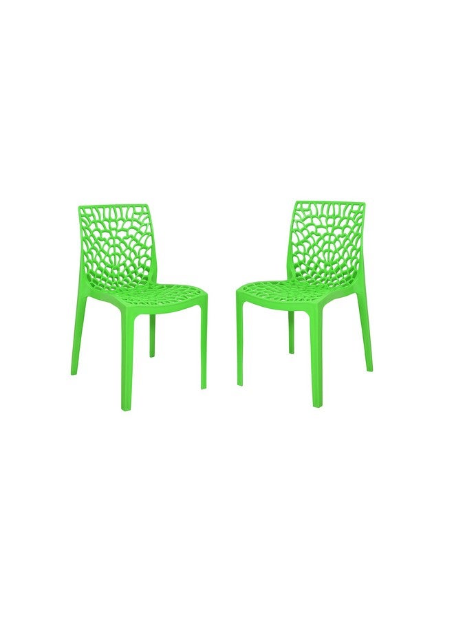 Livshine Livshine Web Plastic Chair, Strong and Heavy Design Chair for Home, Garden, Dinning, Living Room, Office, Load Bearing Capacity 150 Kg Set of 2 (Green) - Image 1