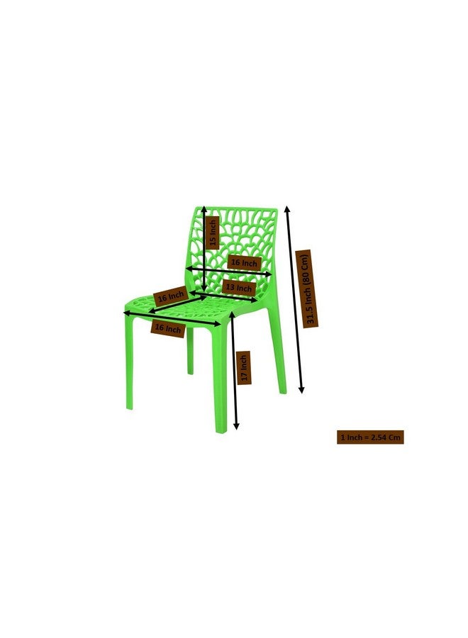 Livshine Livshine Web Plastic Chair, Strong and Heavy Design Chair for Home, Garden, Dinning, Living Room, Office, Load Bearing Capacity 150 Kg Set of 2 (Green) - Image 2