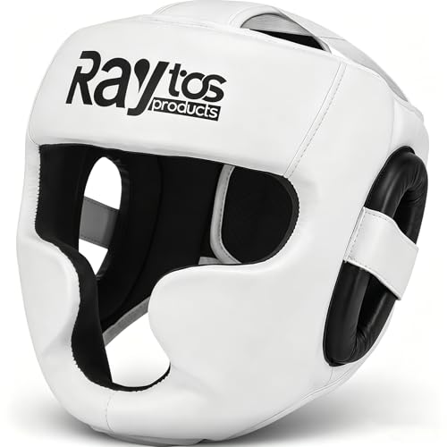 Raytos Boxing Headgear for MMA Muay Thai Wrestling Sparring Professional Training Equipment for Adult Men Women White - Image 1