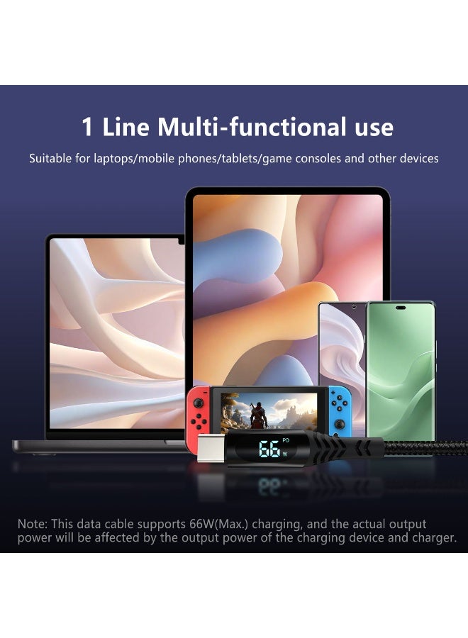 Astralxipher 2M PD66W USB-C Cable with Power Display | Fast Charge & Data Transfer | Braided (Black) - Image 4