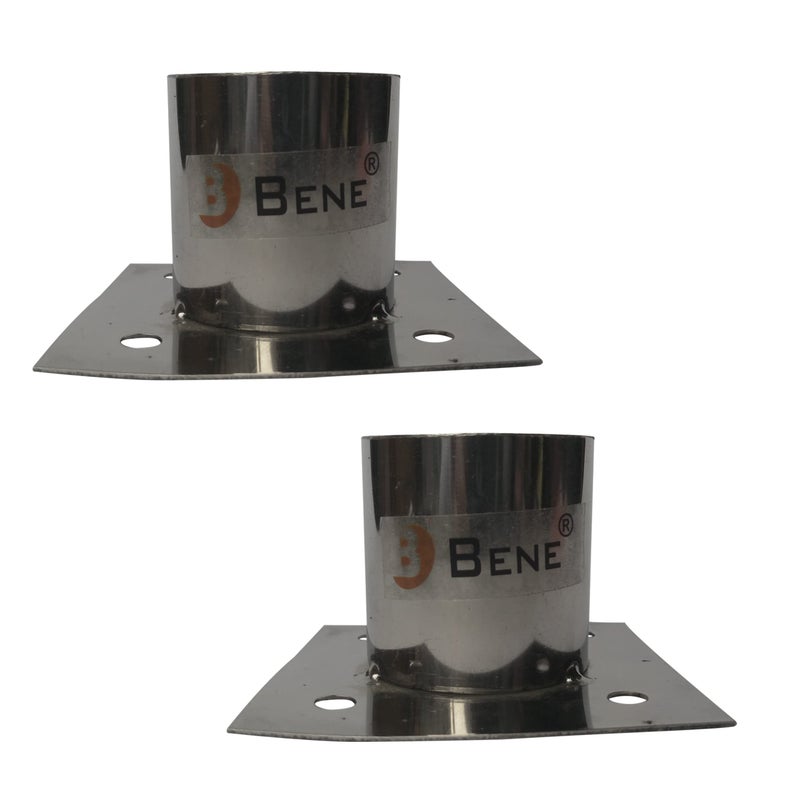 BENE Gate Light Stand, Stainless Steel, Gate Light Metal Stand, Outdoor Light Fixtures, SS, Square, ‎9 x 9 x 5 Centimetres, Pack of 2 - Image 3