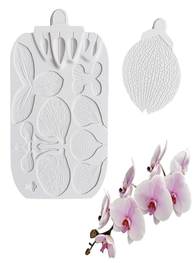 metulip 2Pcs Silicone Orchid Molds Flower Fondant Molds Orchid Petal Leaf Silicone Mold for Clay DIY Crafts Candy Chocolate Cake Decoration Resin Casting Mould - Image 1