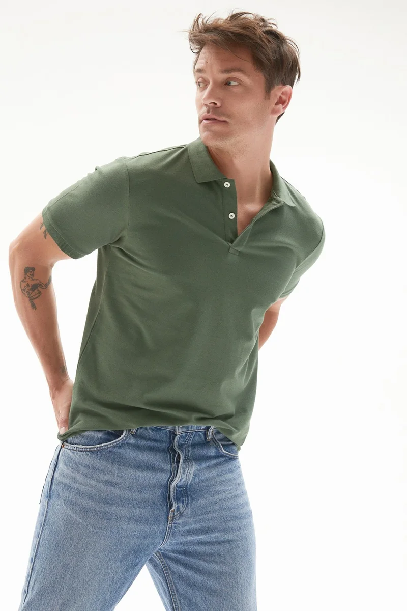 JUNE Men's Regular Fit 100% Cotton Basic Polo Neck T-Shirt