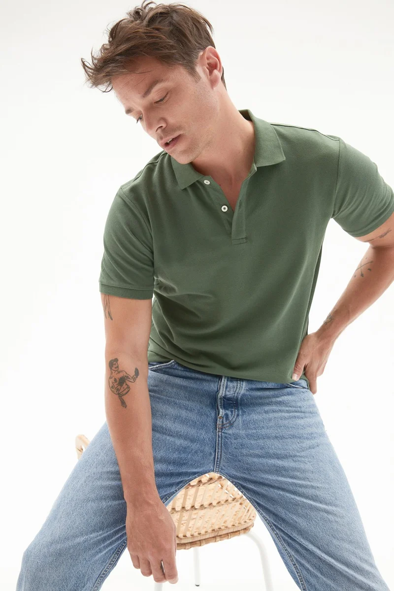 JUNE Men's Regular Fit 100% Cotton Basic Polo Neck T-Shirt