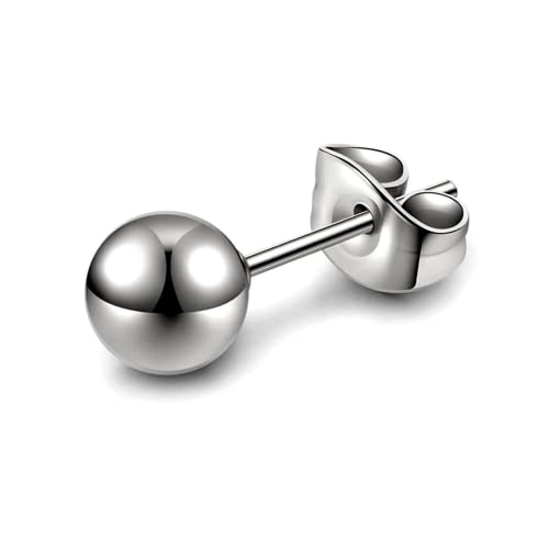 HIGHSPARK 925 Silver Men’s Round Plain Silver Ball Ear Stud in Gold Finish | 92.5 Sterling Silver Plain Ball Stud Earring | Single Stud for Men | Lovely Gift - Image 1