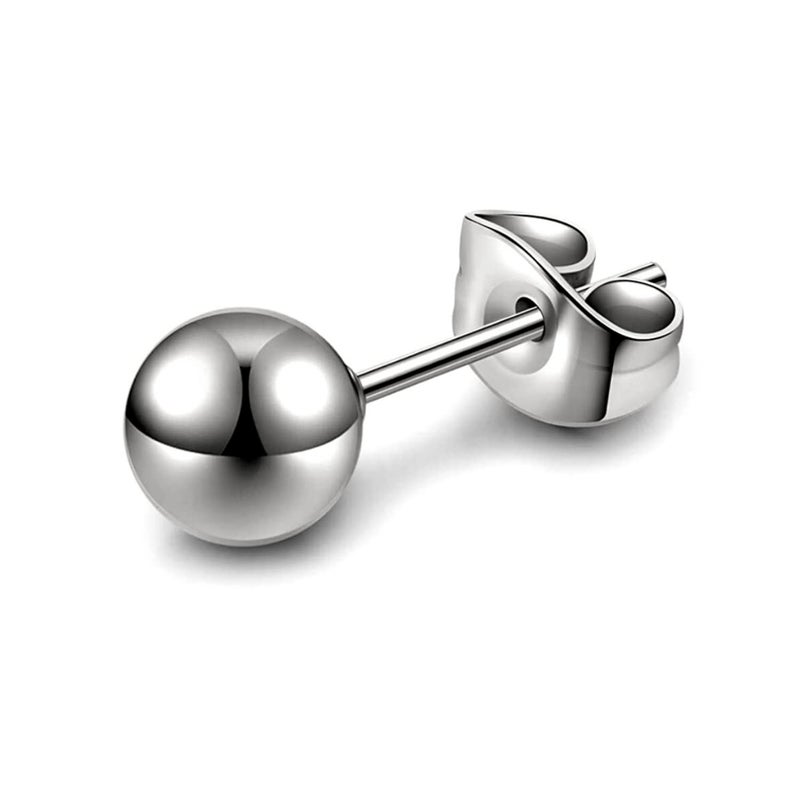 HIGHSPARK 925 Silver Men’s Round Plain Silver Ball Ear Stud in Gold Finish | 92.5 Sterling Silver Plain Ball Stud Earring | Single Stud for Men | Lovely Gift - Image 5