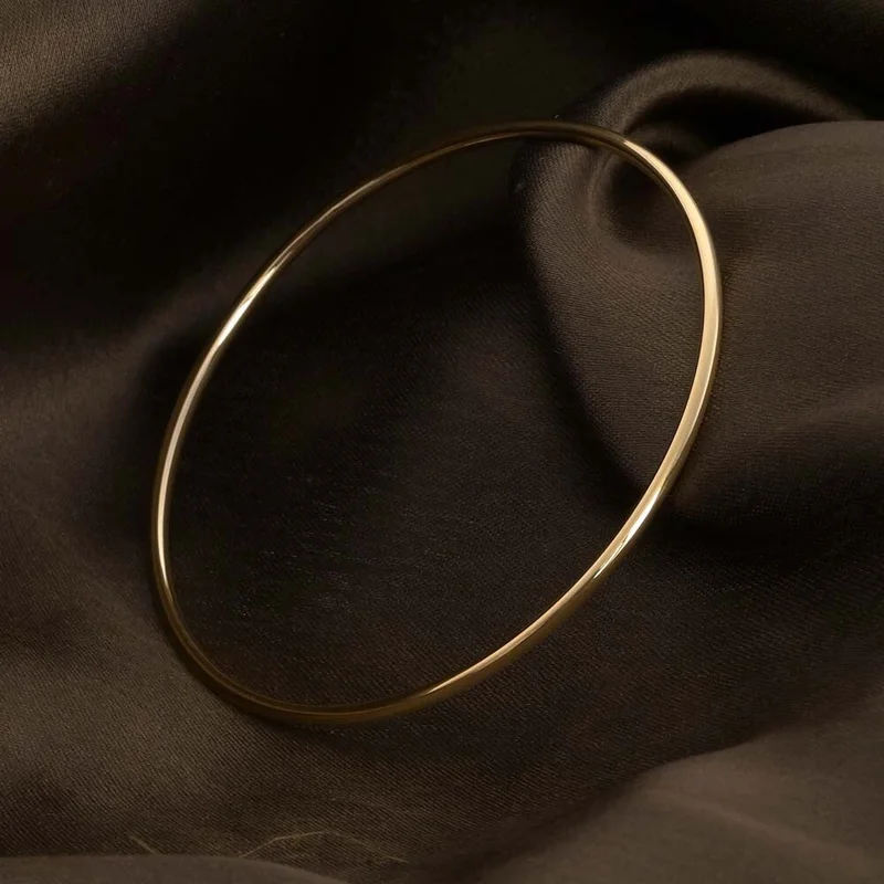 بالموناس PALMONAS 18k Gold Tone Plated Round Wire Bangle Bracelet
 for Women