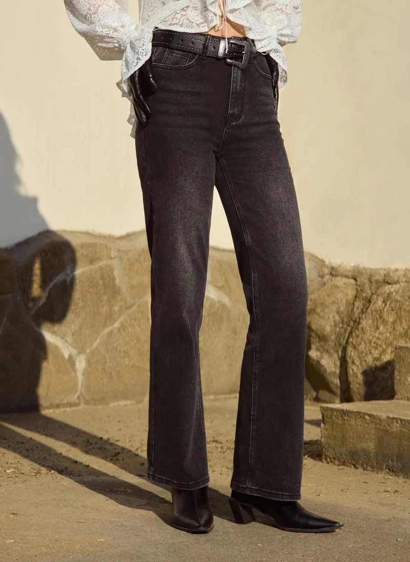 Lichi Straight denim jeans with scuffs
