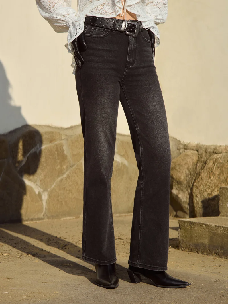 Lichi Straight denim jeans with scuffs
