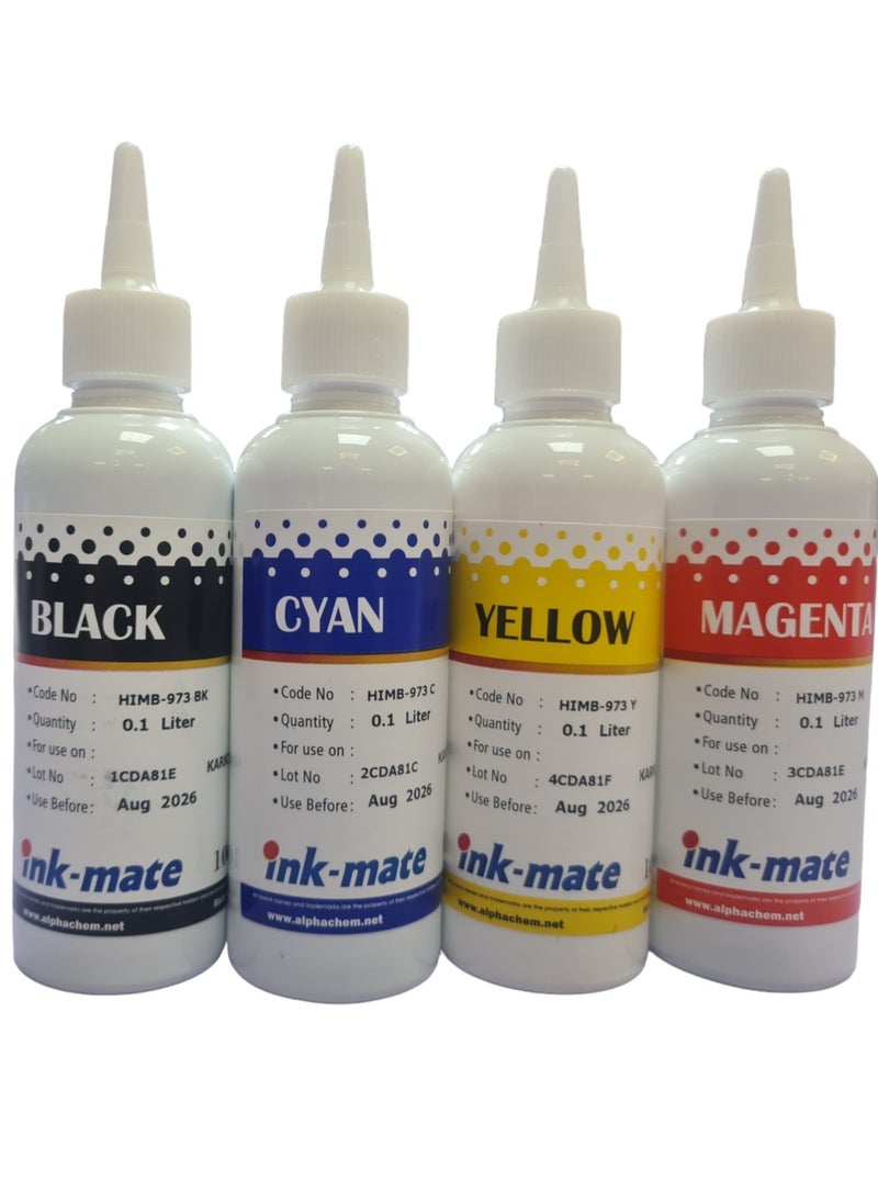 Ink Mate Pigment Ink Kit for Refilling HP 970 971 973 CN621622623A 970XL 971XL 973XL CN625A 952 F6U15AN 953 LOS58AE 954 LOS59AL 955 L0S60AL 972 973975 993 Cartridges 4 colors  - Image 1