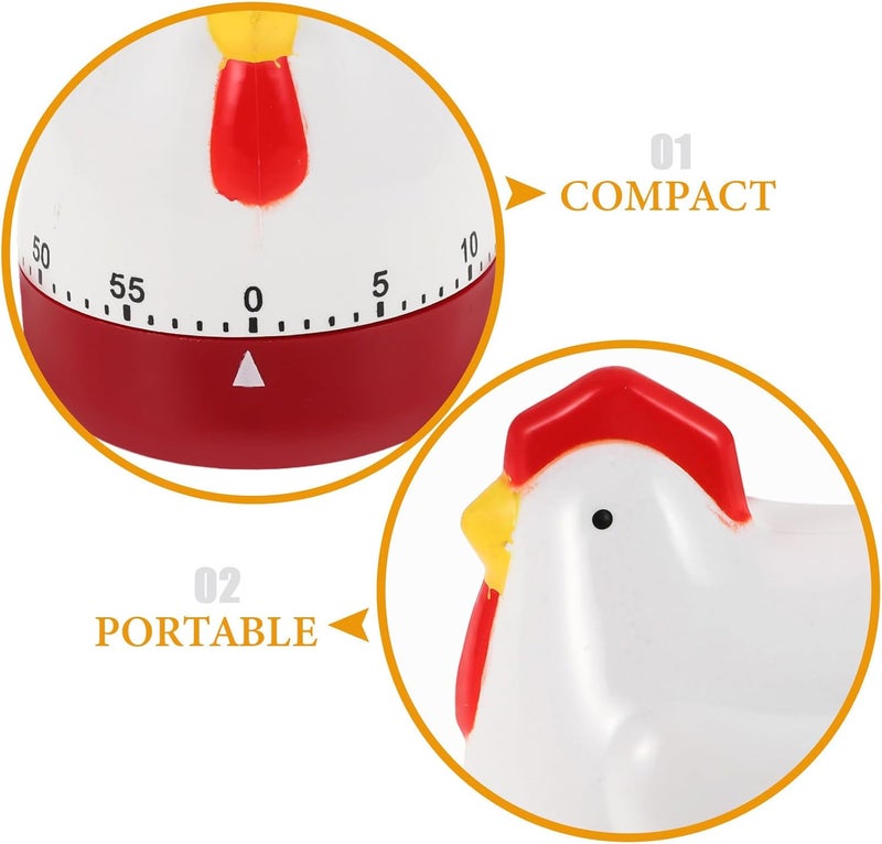 Mechanical Kitchen Timer Plastic Cooking Timer Poultry Design Audible Alarm for Home Baking and Study, Manual Countdown Timing Tool with No Battery Required - Image 3