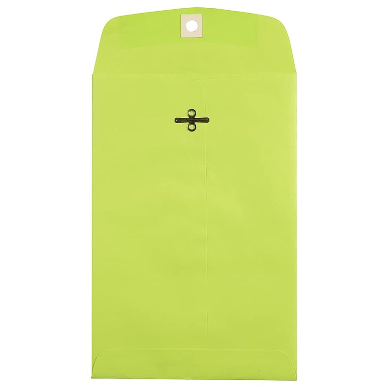 JAM PAPER 6 x 9 Open End Catalog Colored Envelopes with Clasp Closure Ultra Lime Green 50Pack
