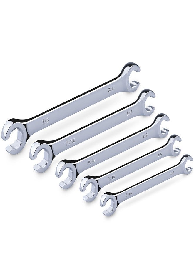 EFFICERE 5-Piece Double-End SAE Flare Nut Wrench Set in Rack, Size 1/4, 5/16, 3/8, 7/16, 1/2, 9/16, 5/8, 11/16, 3/4, 7/8” | Cr-V Steel, 6-Point Head, Best Line Wrench for Fuel, Brake, Air Conditioning - Image 3